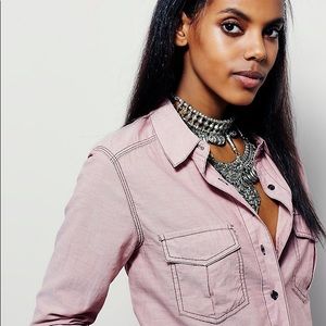 Free people blush last chance chambray button